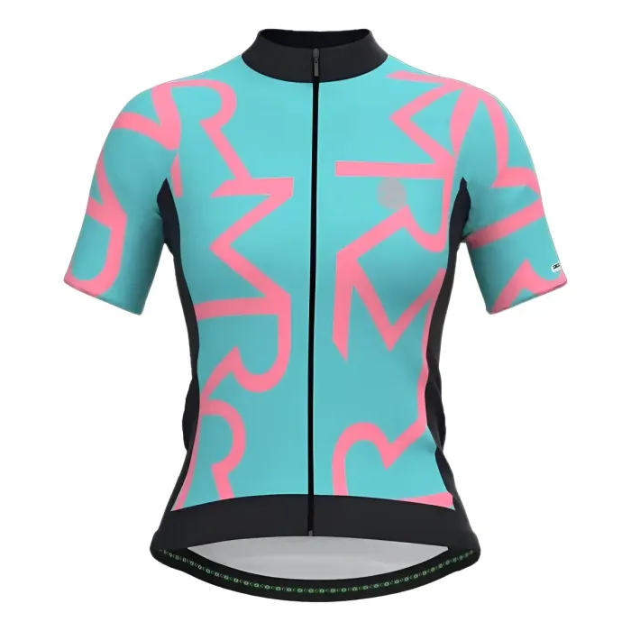 Camisa Ciclismo Feminina Mauro Ribeiro Identite Azul Bebe com Rosa