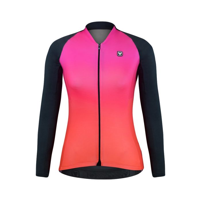 Camisa Ciclismo Feminina Free Force Manga Longa Peluciada Gradient