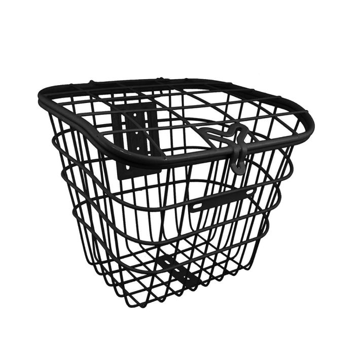 Cesta de Bicicleta Vazada 26 Oval com Tampa Estilo Retrô Preta