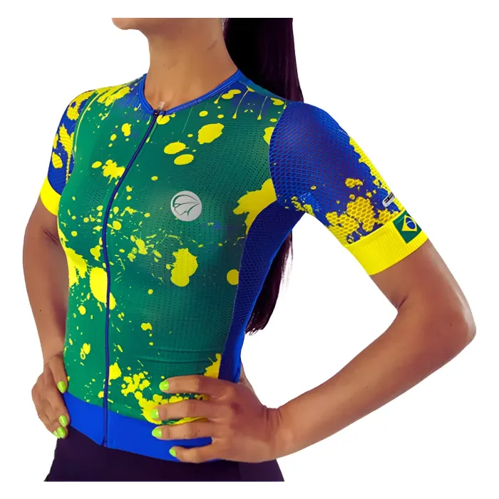 Camisa Ciclismo Feminina Mauro Ribeiro Brasil Azul 2023