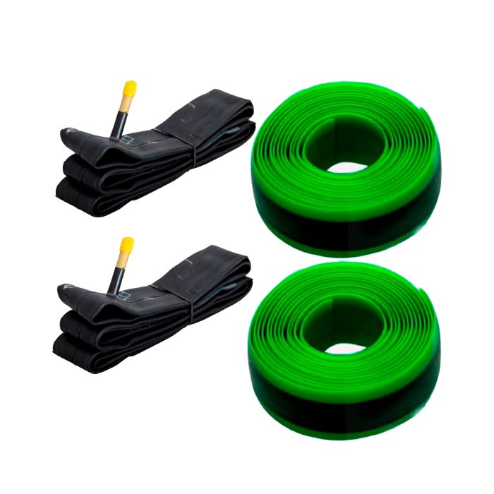 Kit 2 Câmara de Ar MTB Pirelli Aro 29 48mm Schrader Bico Grosso + 2 Fita Anti Furo 