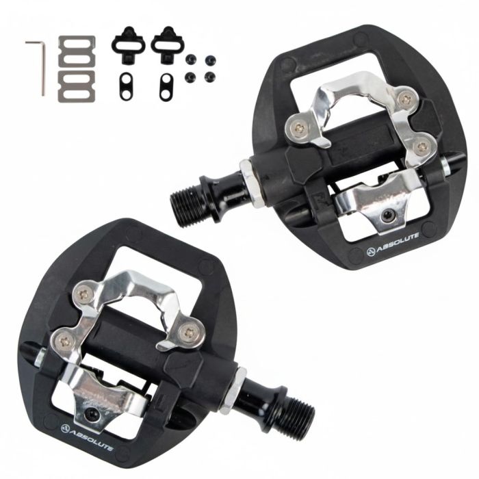 Pedal Clip Absolute Dual Preto 9/16 Mtb Com Tacos