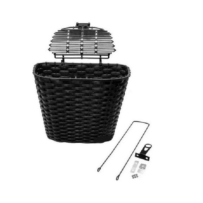 Cesta Retro Com Tampa Preta Bike Bicicleta Plástico Aro 24 26