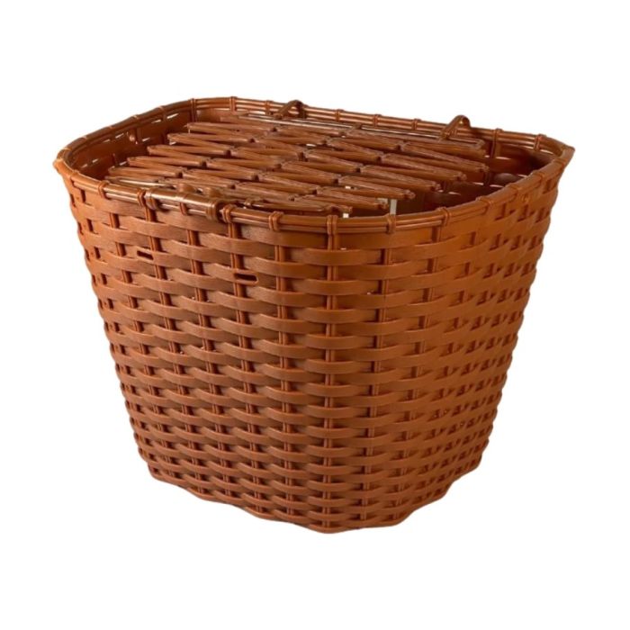 Cesta Cestinha para Bicicleta retro Marrom em Plástico com Tampa