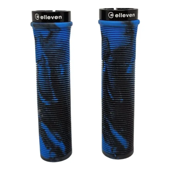 Manopla Mtb Elleven Borracha Camuflada Azul Travas 130mm Cor Azul E Preta