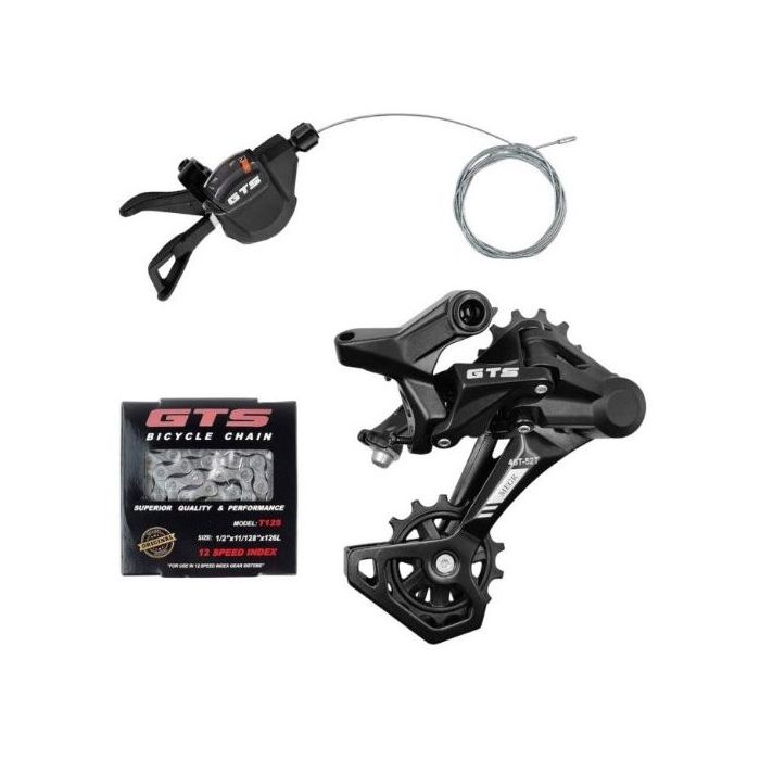 Kit Transmissão Câmbio Traseiro C/ Alavanca E Corrente12v Gts 1x12 - VS