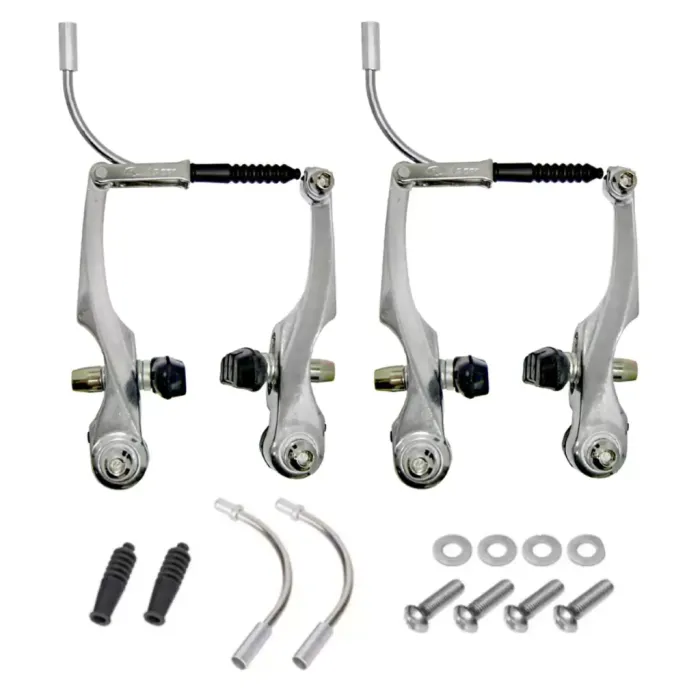 Freio V-Brake Logan LB-919 Alumínio Prata Polido Dianteiro e Traseiro Bicicleta