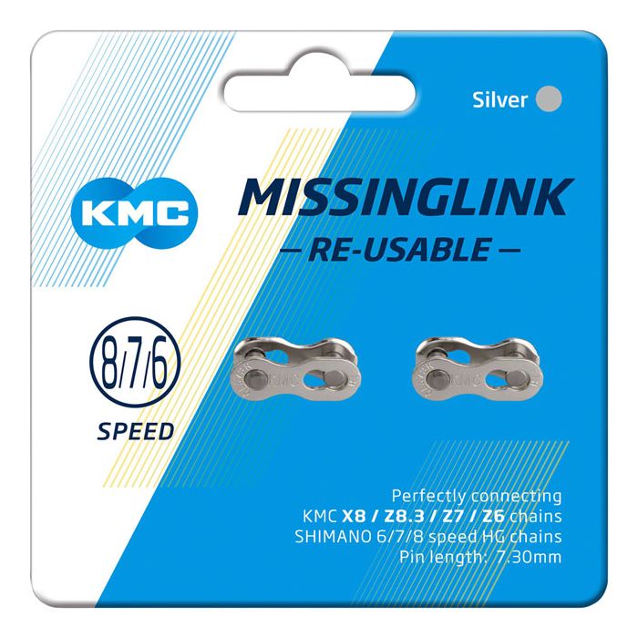 Pacote com 2 KMC Speed MissingLink 7,3 mm 8/7/6 CL573R (Reutilizável)